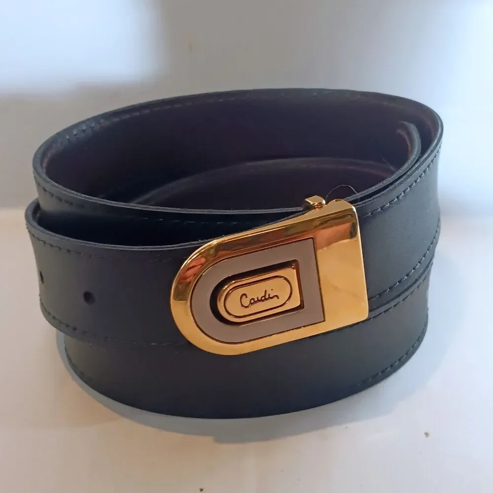 Vintage Pierre Cardin Reversible Belt-Large-Black-Brown-Removable Anchor Buckle
